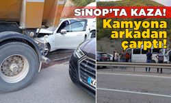 Sinop’ta otomobil kamyona arkadan çarptı