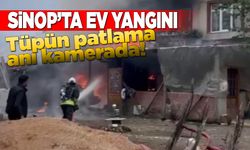 Sinop’ta ev yangını: Söndürme sırasında tüp patladı!