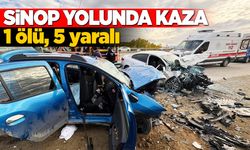Sinop yolunda iki otomobil çarpıştı: 1 ölü, 5 yaralı