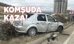 Takla atan otomobil orta refüje çıktı