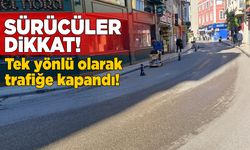 Sinop’un işlek caddesi trafiğe tek yönlü kapandı