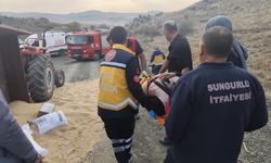 Traktörün devrilmesi sonucu 1 kişi yaralandı