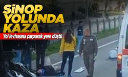 Sinop yolunda devrilen motosikletin sürücüsü yaralandı