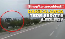 Sinop’ta ters şeritte seyreden araç kameraya yansıdı
