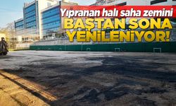 Sinop Atatürk Spor Salonu halı saha zemini yenileniyor