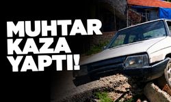 Rampa aşağı kontrolden çıkan araç betona çarptı