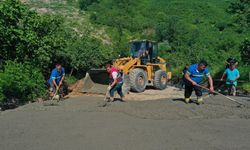Heyelan sonrası açılan alternatif yol güçlendirildi