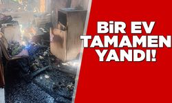 2 katlı ahşap ev tamamen yandı