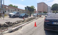 Sinop’ta çökme meydana gelen yolda onarım başladı!