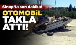 Takla atan otomobilin sürücüsü hastanede