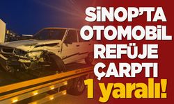 Sinop'ta gece yarısı kaza: Otomobil refüje çarptı, 1 yaralı