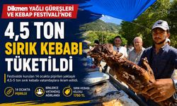 Dikmen Yağlı Güreşleri'nde 4,5 ton sırık kebabı tüketildi