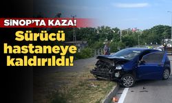 Sinop’ta bir otomobil demir bariyere çarptı!