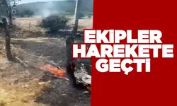 Örtü yangınına müdahale ediliyor!