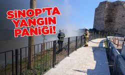 Sinop’ta kale surları yakınında yangın!