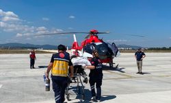 Ambulans helikopter inme geçiren hasta için havalandı