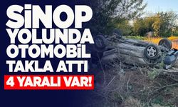 Sinop yolunda otomobil takla attı: 4 kişi yaralandı