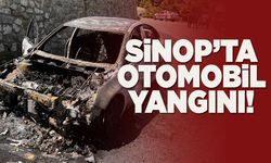 Sinop'ta seyir halindeki otomobil yandı!