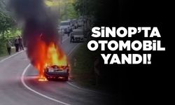 Sinop’ta seyir halindeki otomobilde yangın çıktı