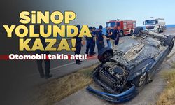 Sinop yolunda takla atan otomobilde 3 kişi yaralandı