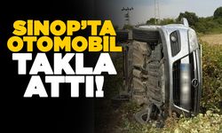 Sinop il merkezinde otomobil takla attı