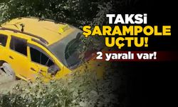 Taksi şarampole yuvarlandı: 2 yaralı