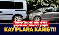 Sinop’ta geri manevra yapan araç iki araca çarptı
