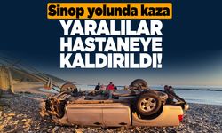 Sinop yolunda pikap halk plajına uçtu: 2 yaralı