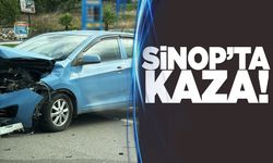 Sinop’ta kontrolden çıkan otomobil bariyere çarptı