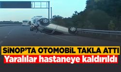 Sinop'ta bariyere çarpan otomobil takla attı!