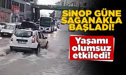 Sinop'ta sağanak sabah trafiğini zorladı
