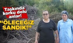 Dere taşkınında iki kişi ölümden döndü