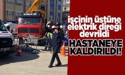 Üstüne elektrik direği devrilen işçi yaralandı