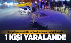 Otomobille motosikletin çarpıştığı kazada 1 kişi yara aldı