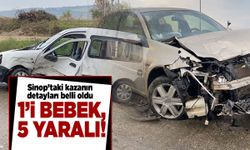 Sinop'taki kazada 1'i bebek 5 kişi yaralandı