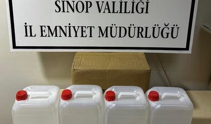 Sinop’ta 20 litre etil alkol ele geçirildi