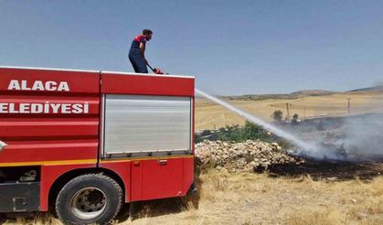 Alaca itfaiyesi tarla yangınlarına karşı uyardı