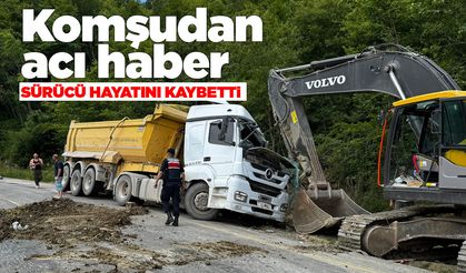 Devrilen hafriyat kamyonunun sürücüsü hayatını kaybetti