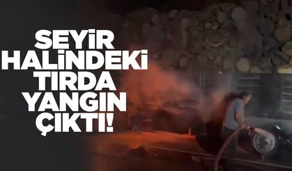 Seyir halindeki tırdan dumanlar yükseldi