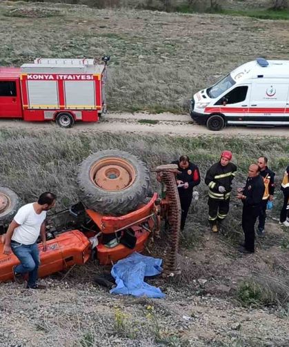 Şarampole devrilen traktörün altında kalan sürücü öldü