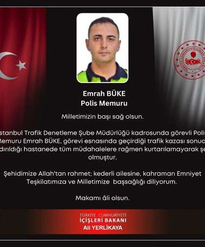 İstanbul'da kaza yapan polis memuru şehit oldu