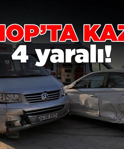 Minibüs ile otomobil çarpıştı: 4 yaralı