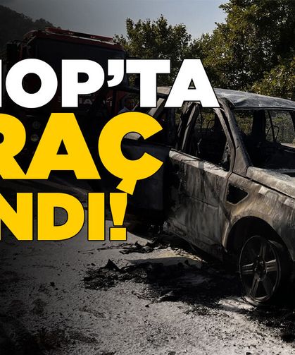 Sinop'ta seyir halindeki cip yandı