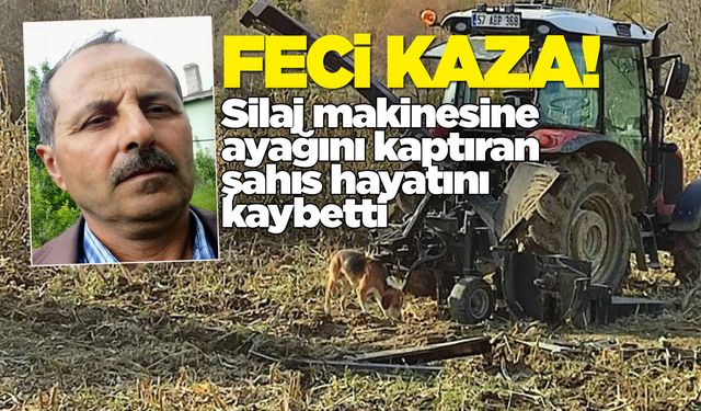 Silaj makinesine ayağını kaptırdı