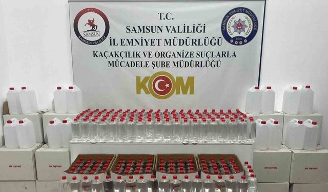 Samsun’da kaçak içki yapımında kullanılan 1 ton etil alkol ele geçirildi