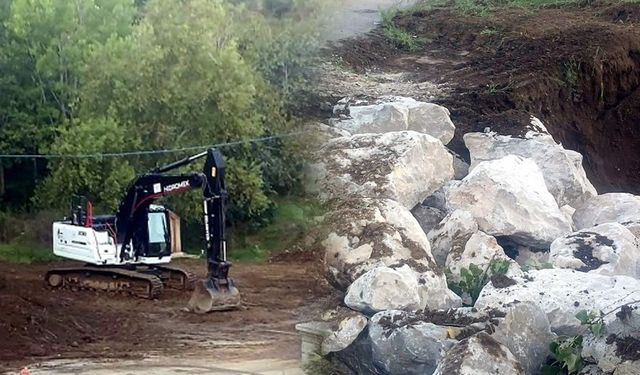 Yağmurda zarar gören yolda düzenleme çalışması yapıldı