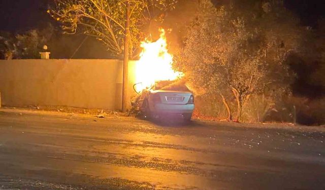 İzmir’de kaza sonrası yanan otomobilin sürücüsü öldü