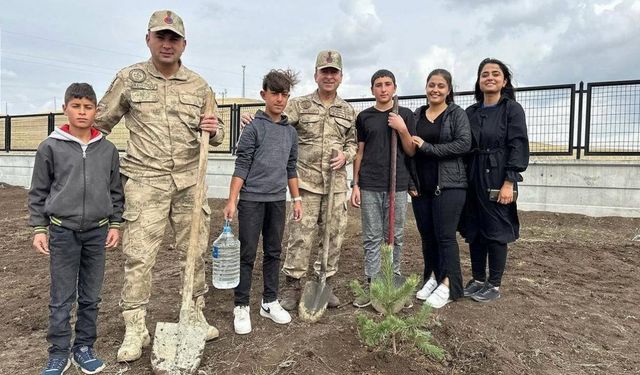 Jandarma ekipleri yüzlerce fidanı toprakla buluşturdu