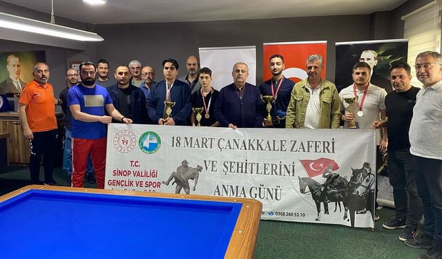 Sinop’ta 18 Mart bilardo müsabakası tamamlandı