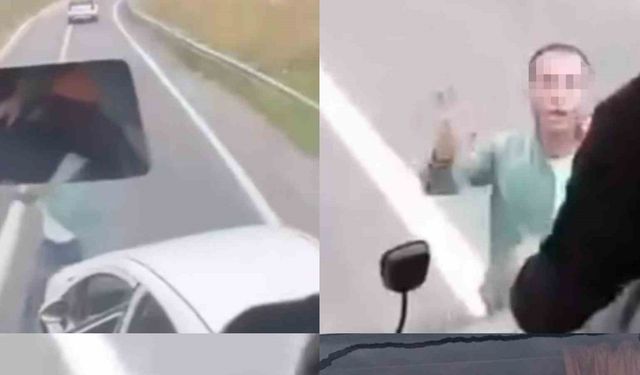 Trafikte yol kesme anları kameraya yansıdı